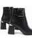 Siyah Toka Aksesuarlı Topuklu Fermuarlı Günlük Kadın Bot Bayan BOTDNZ-400 4
