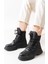 Siyah Bağcıklı Su Geçirmez Kadın Kar Botu Bayan BOTASM-083 2