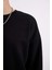 Okula Dönüş Oversize Geniş Kalıp Bisiklet Yaka Basic Düz Kalın Sweatshirt Black 5