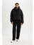 Defactofit Şişme Mont Su Itici Dik Yaka Fermuarlı Çıtçıtlı Cepli Puffer Black 2