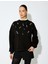 Üç Iplik Şardonlu Uzun Kollu Bisiklet Yaka Pullu Payetli Sweatshirt 3