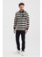 Polo Yaka Nakış Aplikeli Çizgili Regular Fit Sweatshırt (WK25214) 1