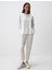 Beyaz Bisiklet Yaka Uzun Kollu Oversize Sweatshirt 2