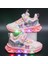 Çocuk Spor Ayakkabı LED Işıklı Spor Ayakkabı Pu Deri Kız Pembe Çocuk Koşu Ayakkabısı (Yurt Dışından) 1