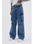 Erkek Yan Cepli Baggy Jean Pantolon Blue 2