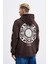 Erkek Patched Ethnic Koyu Kahve Hoodie 1