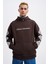 Erkek Patched Ethnic Koyu Kahve Hoodie 2