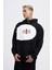 Erkek Printed And Patched Siyah Hoodie 1