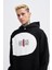 Erkek Printed And Patched Siyah Hoodie 2