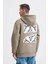 Erkek Patcwork Embroidered Haki Hoodie 1
