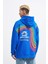 Erkek Rainbow Printed Açık Mavi Hoodie 4