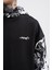 Erkek Graffiti Printed Siyah Hoodie 4