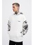 Erkek Graffiti Printed Ekru Hoodie 1