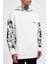 Erkek Graffiti Printed Ekru Hoodie 2