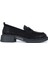 Kadın Deri Siyah Süet Loafer Ayakkabı 1061 2301-1 Bn Ayk SK24-25 Sıyah Suet/tas 1