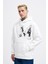 Erkek Map Printed And Applique Ekru Hoodie 2