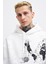 Erkek Map Printed And Applique Ekru Hoodie 3