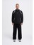 Erkek Crochet Embroidered Siyah Hoodie 4