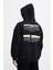 Erkek Printed Patchwork Siyah Hoodie 1