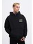 Erkek Printed Patchwork Siyah Hoodie 3