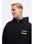 Erkek Printed Patchwork Siyah Hoodie 4