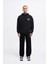 Erkek Printed Patchwork Siyah Hoodie 5