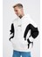 Erkek Embroidered And Pieced Ekru Siyah Hoodie 1