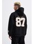 Erkek Contrast Patchwork Siyah Hoodie 4