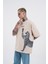 Erkek Leopard Baskılı Oversize Açık Bej Tişört 2