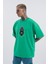 Erkek Leaf Eye Nakışlı Oversize Yeşil Tişört 1