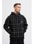 Erkek Leather Applique Siyah Hoodie 1