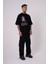 Erkek Premium Pisagor Basklı Oversize Black Tişört 3