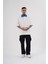 Erkek Basic Oversize Ekru Mavi Polo Yaka Tişört 4