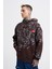 Erkek Splash Printed Koyu Kahve Hoodie 1