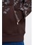 Erkek Splash Printed Koyu Kahve Hoodie 4