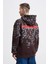Erkek Splash Printed Koyu Kahve Hoodie 5