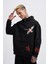 Erkek Embroidery Bird Siyah Hoodie 2