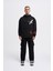 Erkek Embroidery Bird Siyah Hoodie 5