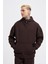 Erkek Basic Diyagonel Koyu Kahve Hoodie 3