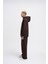 Erkek Basic Diyagonel Koyu Kahve Hoodie 5
