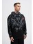 Erkek Splash Printed Siyah Hoodie 2