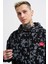 Erkek Splash Printed Siyah Hoodie 3