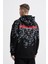 Erkek Splash Printed Siyah Hoodie 4