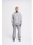 Erkek Printed And Piped Gri Melanj Hoodie 5