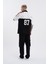 Erkek 19 Nakışlı Oversize Polo Yaka Siyah Ekru Tişört 5