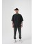 Unisex Relaxed Yıkamalı Basic T-Shirt Antrasit 4