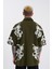 Erkek Aesthetic Flower Baskılı Haki Polo Yaka Tişört 2