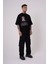 Erkek Premium Pisagor Basklı Oversize Black Tişört 3