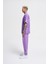 Unısex Relaxed Yıkamalı Basıc T-Shırt New Purple Spotted 4