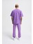Unısex Relaxed Yıkamalı Basıc T-Shırt New Purple Spotted 5